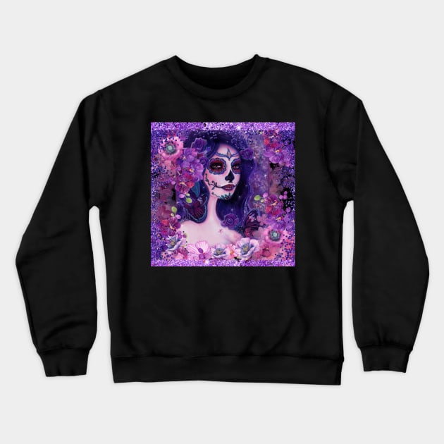Cantania day of the dead girl with flowers by Renee Lavoie Crewneck Sweatshirt by ReneeLLavoie